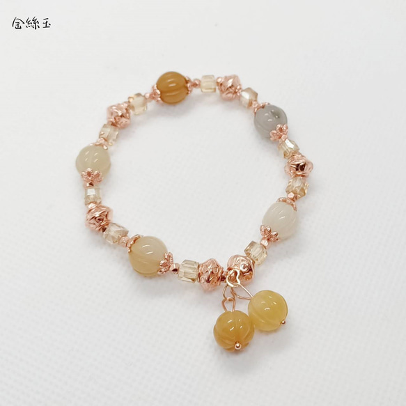 【Kate's gemstones】金絲玉 設計款雙練手鍊｜玉石 水晶 礦石 第5張的照片