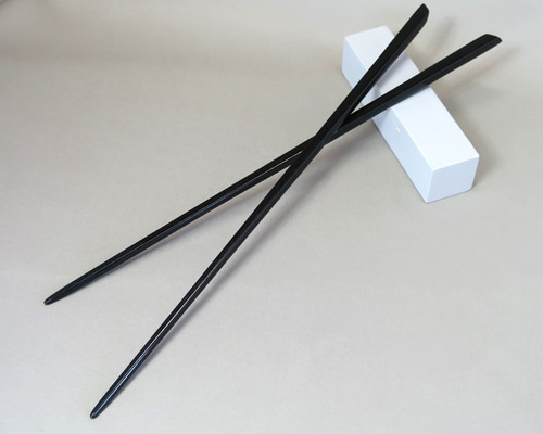 2本セット】HERMES かんざし 簪 ブラック ウッド ロゴ 2本セット