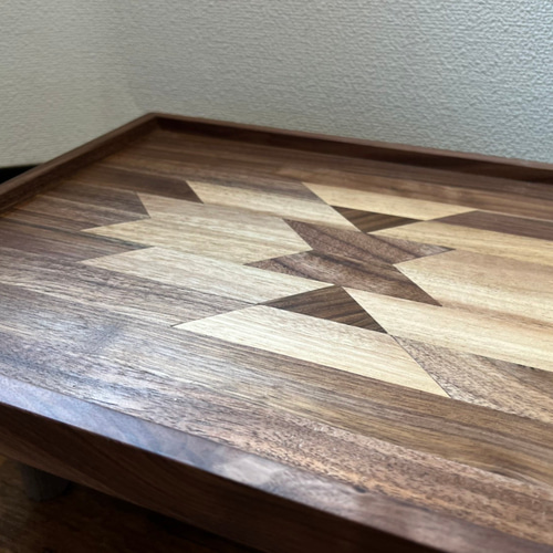 オルテガ柄 ウォールナット サイドテーブル天板 マルチトレイ キャンプ