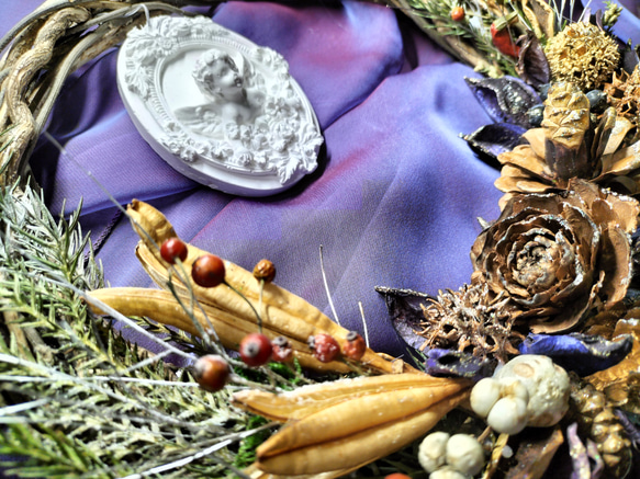 クリスマスリース　アンティーク調　　ウィンターリース　締め飾り　アールデコ　アールヌーボー　リース　　天使 8枚目の画像