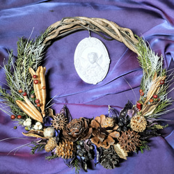 クリスマスリース　アンティーク調　　ウィンターリース　締め飾り　アールデコ　アールヌーボー　リース　　天使 9枚目の画像