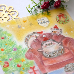 【原画】「ハリネズミの楽しいクリスマスパーティー」　パステルアート　動物　イラスト 6枚目の画像