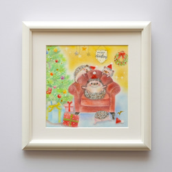 【原画】「ハリネズミの楽しいクリスマスパーティー」　パステルアート　動物　イラスト 7枚目の画像