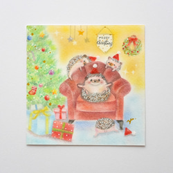【原画】「ハリネズミの楽しいクリスマスパーティー」　パステルアート　動物　イラスト 8枚目の画像