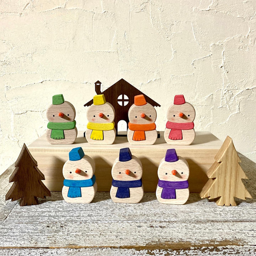 夢色スノーマン・虹の7色セット その他置物 木工房ゆうむ 通販