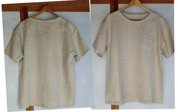 メンズ　ヘンプ(大麻100％)　布帛のTシャツ　S〜LLサイズ  ⭐️受注製作品 1枚目の画像
