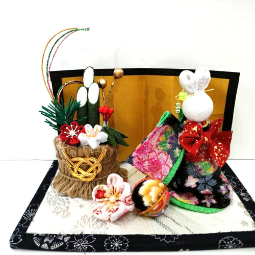 rin0311様専用、お正月仕様つまみ細工付き和風リボン、わんちゃん猫  