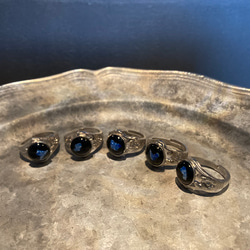 《deep sea ring》　七宝焼リング　クール　一点もの　シルバー　格好良い　ブラック　ブルー　ガラス 3枚目の画像