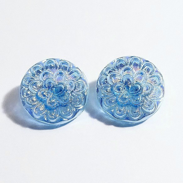 No.374 西ドイツ ヴィンテージ ガラスボタン 18mm 2個セット 1枚目の画像