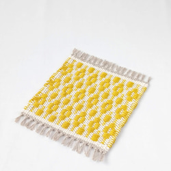 【手織り】ローゼンゴン織のコースター（イエロー） 5枚目の画像