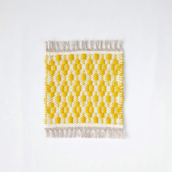【手織り】ローゼンゴン織のコースター（イエロー） 1枚目の画像
