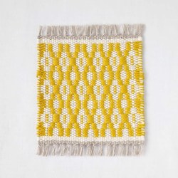 【手織り】ローゼンゴン織のコースター（イエロー） 4枚目の画像