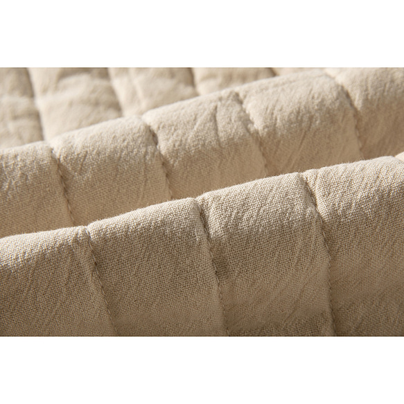 中綿綿麻パンツ　暖かい綿麻パンツ　細い縦キルティング　ゴムウエスト　ベージュ#L132BE 9枚目の画像