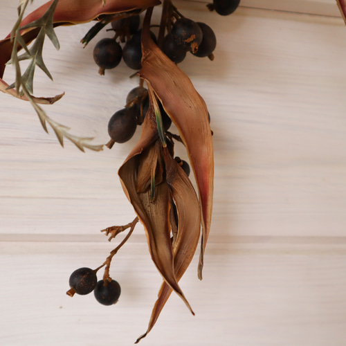 バンクシア/2way分離型 ワイルドフラワーしめ縄飾り＊ ドライフラワー