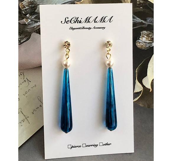 ◇14kgf◇ブルーフローライト×淡水パールロングチャーム