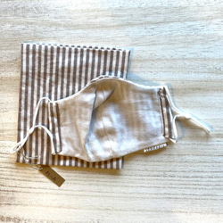 マイクロフランネル・コットン　ストライプ　マスクMサイズ　マスク袋付き 7枚目の画像