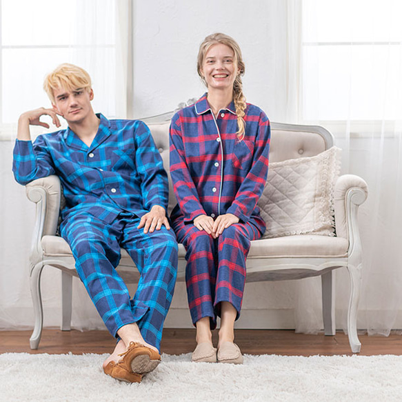 パジャマブランド【nete】日本製 肌に優しい レディース ペアパジャマ ネル チェック柄 ギフト 6533-5141 5枚目の画像