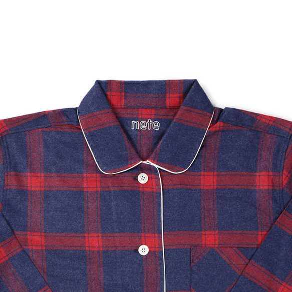 パジャマブランド【nete】日本製 肌に優しい レディース ペアパジャマ ネル チェック柄 ギフト 6533-5141 7枚目の画像