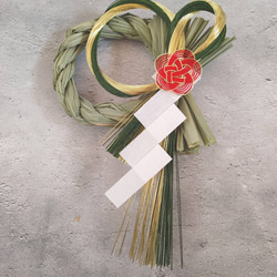 NEKOMI 正月飾り しめ縄【凛シリーズ】緑金水引赤梅 しめ縄・しめ飾り