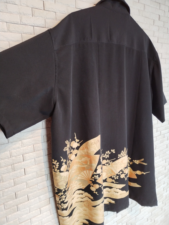 受注製作 メンズ着物シャツ半袖 (送料無料）着物リメイク服 オーダーメイド 3XLまで〇 2枚目の画像