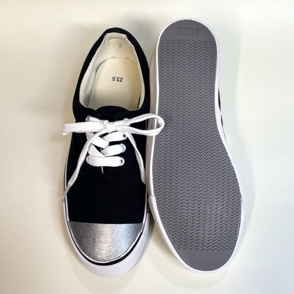 銀色雙色甲板鞋（黑色）22.0cm~29.0cm 防水版。 第6張的照片