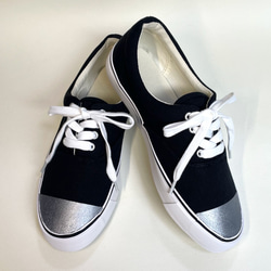 銀色雙色甲板鞋（黑色）22.0cm~29.0cm 防水版。 第2張的照片