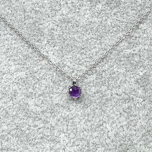 再販【送料無料】天然石アメジストの一粒サージカルステンレス  