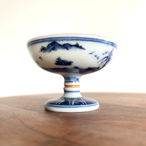 京焼・清水焼】京都 水野春陽窯 染付 呉須 山水 盃 珍味入れ お猪口