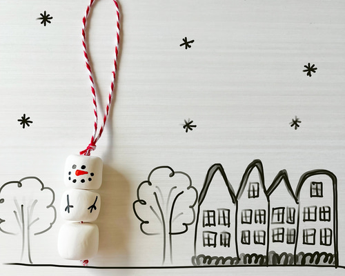 クリスマス壁飾り】マシュマロ風スノーマン タペストリー・壁掛け