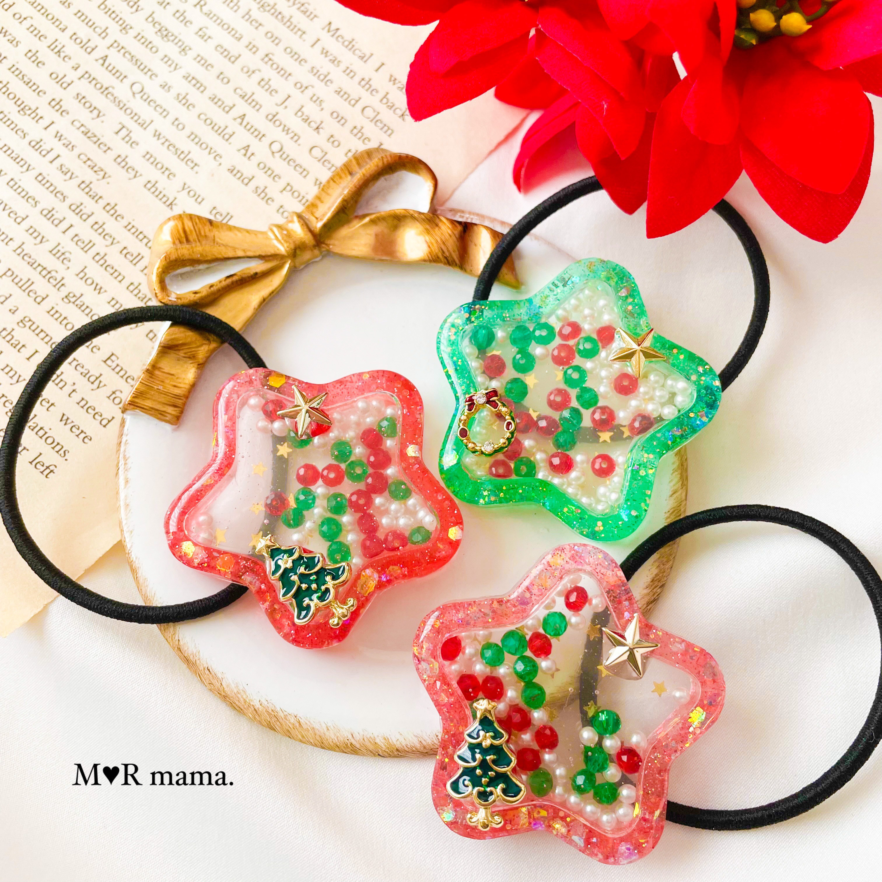 新作☆レジンヘアゴム　クリスマスリース　トラ