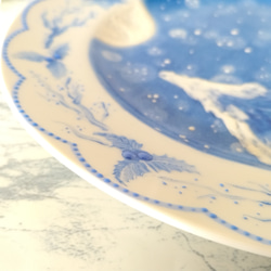 雪景色プレート　飾り皿　オールブルー 6枚目の画像