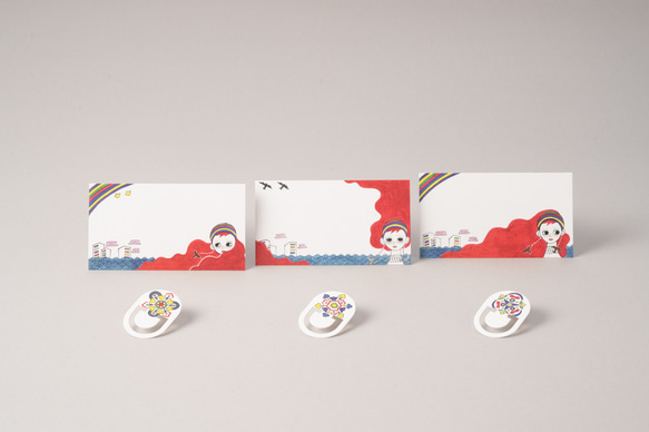 MESSAGE CARD＆PAPER CLIP６セット入【白昼夢/太陽と虹　特別箔版】作家／川島　優子 5枚目の画像