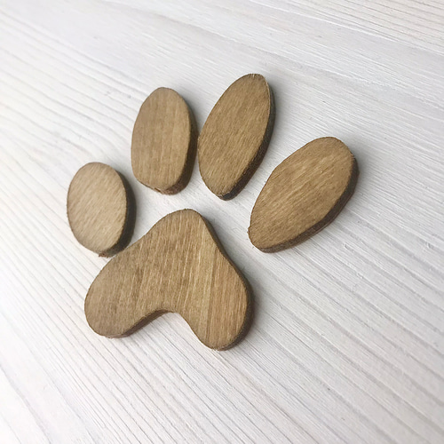 肉球パーツ 木製犬の足跡 猫の足跡 にくきゅう 貼り付け文字 装飾用