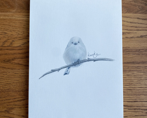 油絵　シマエナガ　A4サイズ hana-y1200-09.jpg