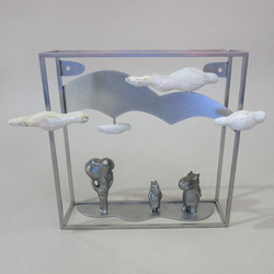 壁掛けオブジェ「河馬と雲Ⅱ」 2枚目の画像
