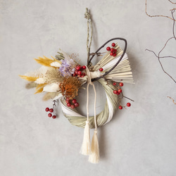 ドライフラワーのしめ縄リース/正月飾り/しめ縄飾り しめ縄・しめ飾り