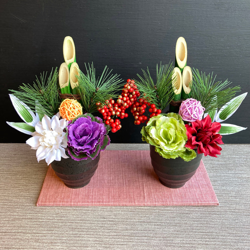 数量限定【大人気】お正月 ミニ門松 ー黒ツヤなし・受注制作 しめ縄