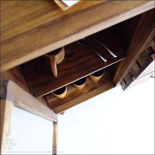 無垢材 buffet2枚扉/Med サイドボード 食器棚 飾り棚 キッチンボード