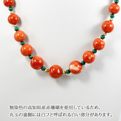 《1個限定販売》18金 高知県産 赤珊瑚 & マラカイト デザイン ネックレス 45cm 日本製 wlt95 6枚目の画像