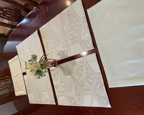 豪華刺繍の正絹ランチョンマット6枚セット 帯リメイク お正月