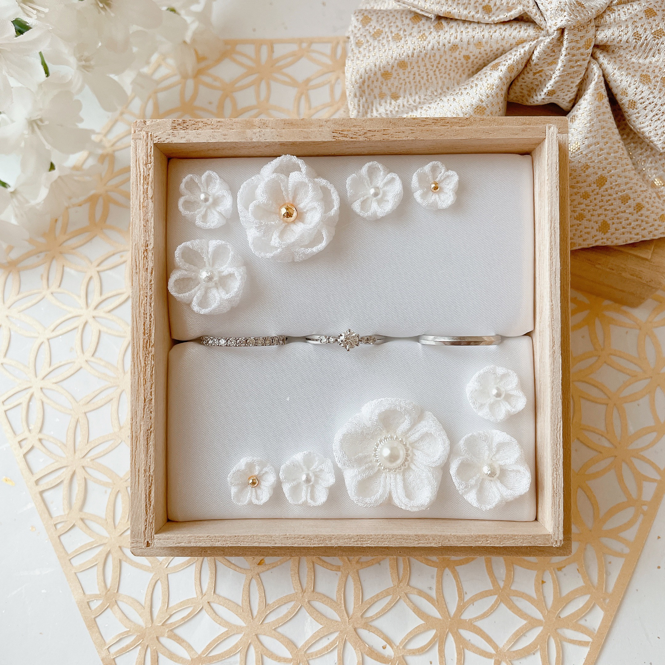 【結】金襴リボン付きリングピロー