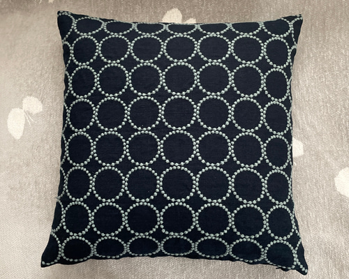 ⚮̈ミナペルホネン タンバリン ネイビー+ライトグリーン クッション