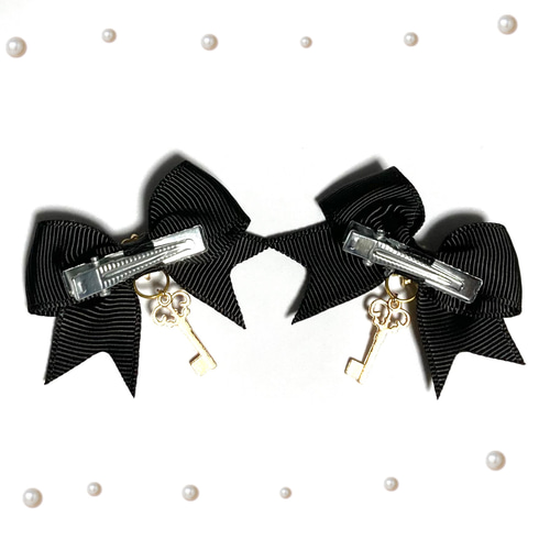 鍵 リボン ヘアピン ヘアクリップ ヘアリボン ゴスロリ アンティーク