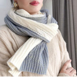 女性マフラー ストール 透かし編み 軽い ふわふわ 秋冬 プレゼント 3枚目の画像