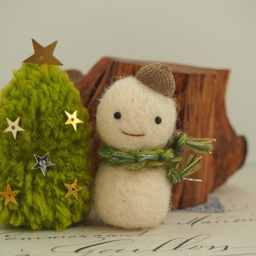 森からのおくりもの どんぐりゆきだるま ツリー 2点set 羊毛