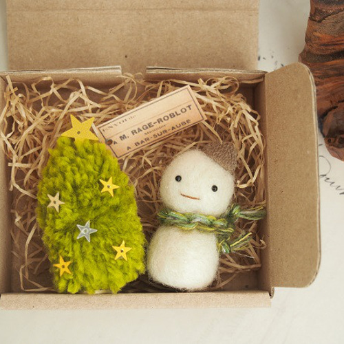 森からのおくりもの どんぐりゆきだるま ツリー 2点set 羊毛