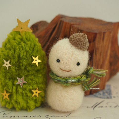 森からのおくりもの どんぐりゆきだるま ツリー 2点set 羊毛