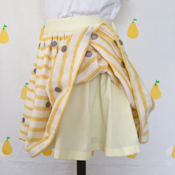★髪ゴムのプレゼント付き★【100㎝】 黄色 ストライプ ギャザー 子供服スカート 4枚目の画像