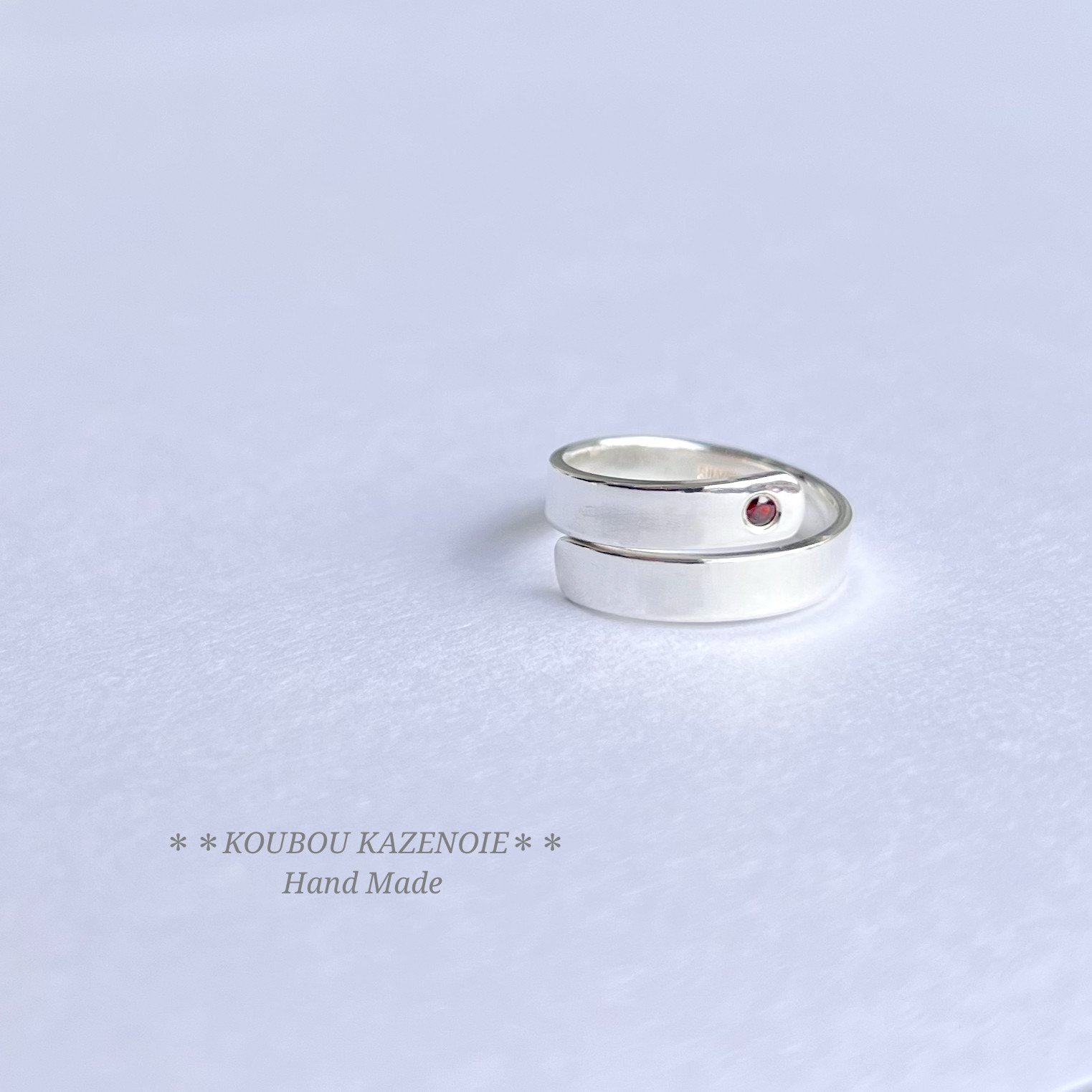 選べる♪一粒天然石のRASEN RING　シルバー950リング  1号から制作可能♪　受注制作・刻印無料