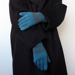 カシミヤ100：% PERCENT 手袋 （ブルー）ホールガーメント・スマホ対応・ギフトBOX（男女兼用フリーサイ 8枚目の画像